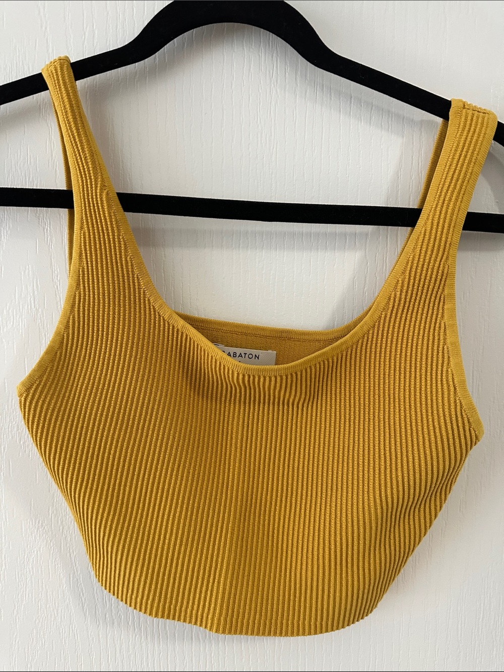 Babaton Ribbed Crop Tank in Mustard Yellow